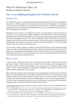 Msgr De M&ucirc;elenaere, Marc, jcd Roman Catholic Church Law as an