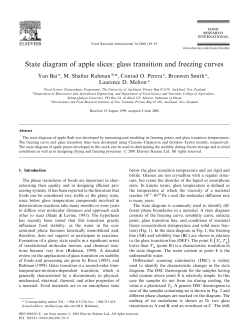 State diagram of apple slices: glass transition and freezing curves