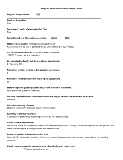 Program Assessment Summary Report Form Program being