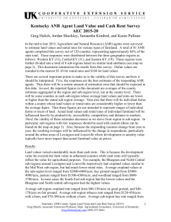 Kentucky ANR Agent Land Value and Cash Rent Survey AEC 2015-20