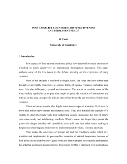 POST-CONFLICT COUNTRIES: AID EFFECTIVENESS AND