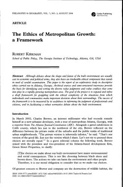 The Ethics of Metropolitan Growth: a Framework