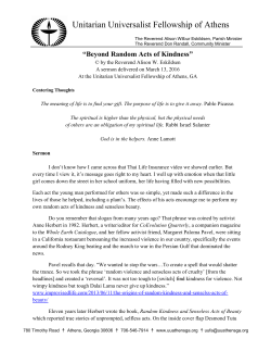 Beyond Random Acts - Unitarian Universalist Fellowship of Athens