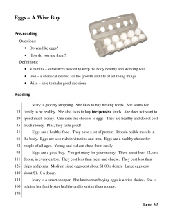 Eggs &ndash; A Wise Buy - Marshall Adult Education