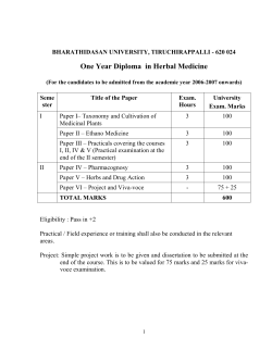 One Year Diploma in Herbal Medicine