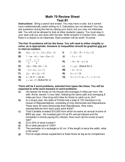 Math 70 Review Sheet Test #1