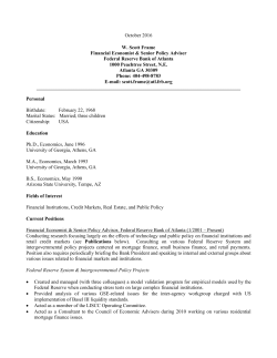 Curriculum vitae of Federal Reserve Bank of Atlanta economist, W