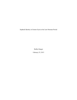 Sephardi Identity in Greater Syria in the Late Ottoman