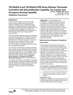 TEC20x6(H)-4 and TEC20x6H-4+PIR Series Wireless Thermostat