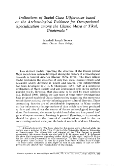 Indications of Social Class Diflerences based Qn the Archaeological