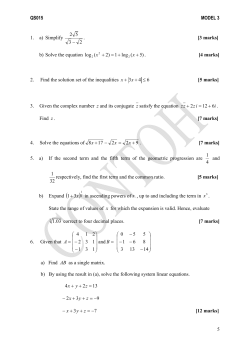 QS015 MODEL 3 5 1. a) Simplify 2 3 5 2