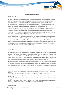 Cleaner Fish Position Paper MCS Position Summary Sea lice cause