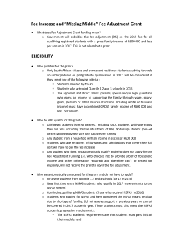Fee Adjustment Grant - University of Pretoria