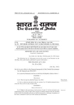 THE FINANCE ACT, 2016 NO. 28 OF 2016 An Act to give effect to