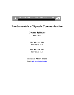 Fundamentals of Speech Communication