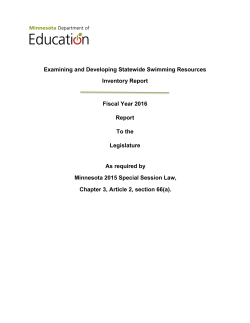 Examining and Developing Statewide Swimming Resources