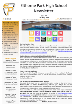 Latest EPHS Newsletter - Elthorne Park High School