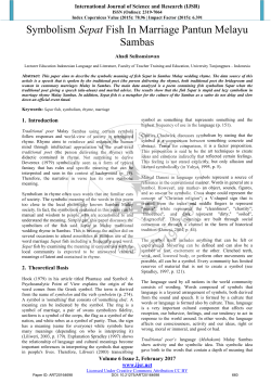 Symbolism Sepat Fish In Marriage Pantun Melayu Sambas