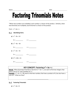 Factoring Trinomials