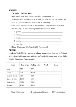ENGLISH: Vocabulary Building Task: Some words have more than