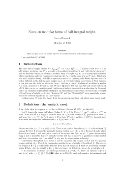 K Buzzard - Notes on Modular Forms of Half Integral Weight
