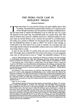 The Prima Facie Case in Non-Jury Trials