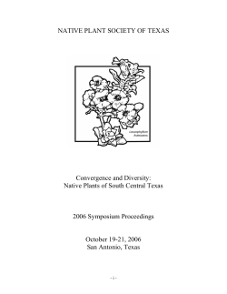 NATIVE PLANT SOCIETY OF TEXAS Convergence and Diversity