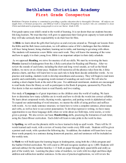 Conspectus First Grade 2013