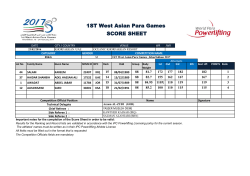 1ST West Asian Para Games SCORE SHEET