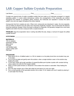 LAB: Copper Sulfate Crystals Preparation