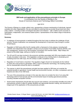 GM foods and application of the precautionary principle in Europe A