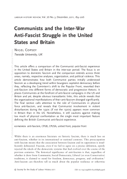 Communists and the Inter-War Anti-Fascist Struggle in the United