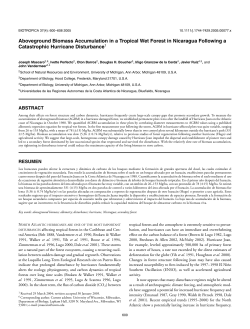Aboveground Biomass Accumulation in a Tropical Wet Forest in