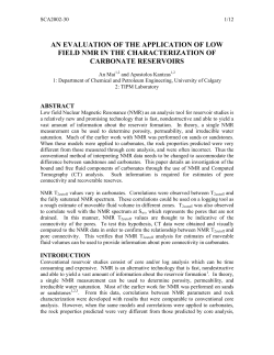 AN EVALUATION OF THE APPLICATION OF LOW FIELD NMR IN