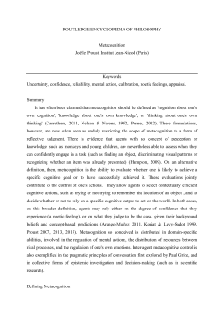 ROUTLEDGE ENCYCLOPEDIA OF PHILOSOPHY Metacognition
