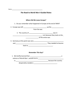The Road to World War II Guided Notes