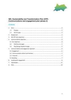 NEL Sustainability and Transformation Plan (STP) Communications