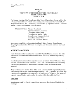 MINUTES OF THE TOWN OF RENSSELAERVILLE TOWN BOARD