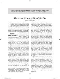 The Asian Century? Not Quite Yet