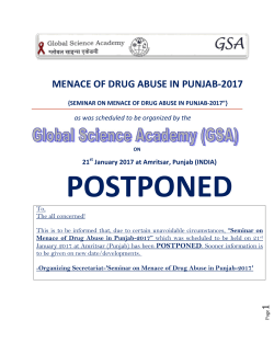 Call for Papers on Menace of Drug Abuse in Punjab