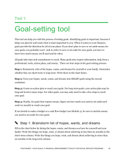 Goal-Setting Tool - New Haven Financial Empowerment