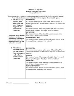 &ldquo;Flowers for Algernon&rdquo; Dialectical Journal Assignment Progress