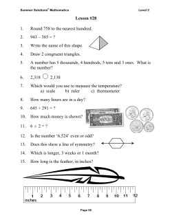 Lesson #28 1. Round 758 to the nearest hundred. 2. 943 &ndash; 385 = ? 3
