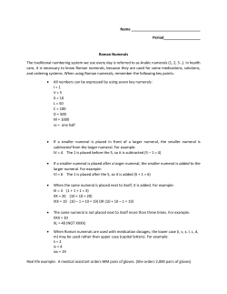 Roman Numerals Study Guide