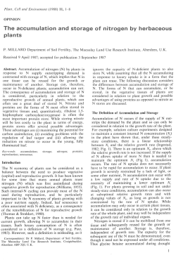 The accumulation and storage of nitrogen by herbaceous plants