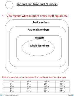 Rational and Irrational Numbers * &radic;25 means what number times