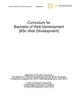 Curriculum for Bachelor of Web Development (BSc