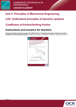 Unit 03 Coefficient of friction/limiting friction - Lesson Element