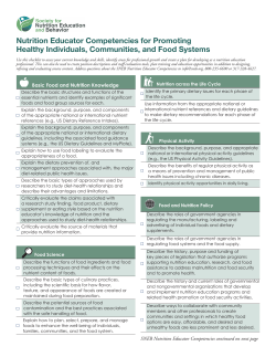 Nutrition Educator Competencies for Promoting Healthy Individuals