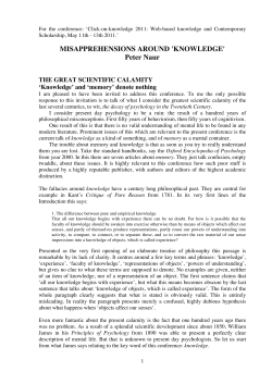 MISAPPREHENSIONS AROUND `KNOWLEDGE`